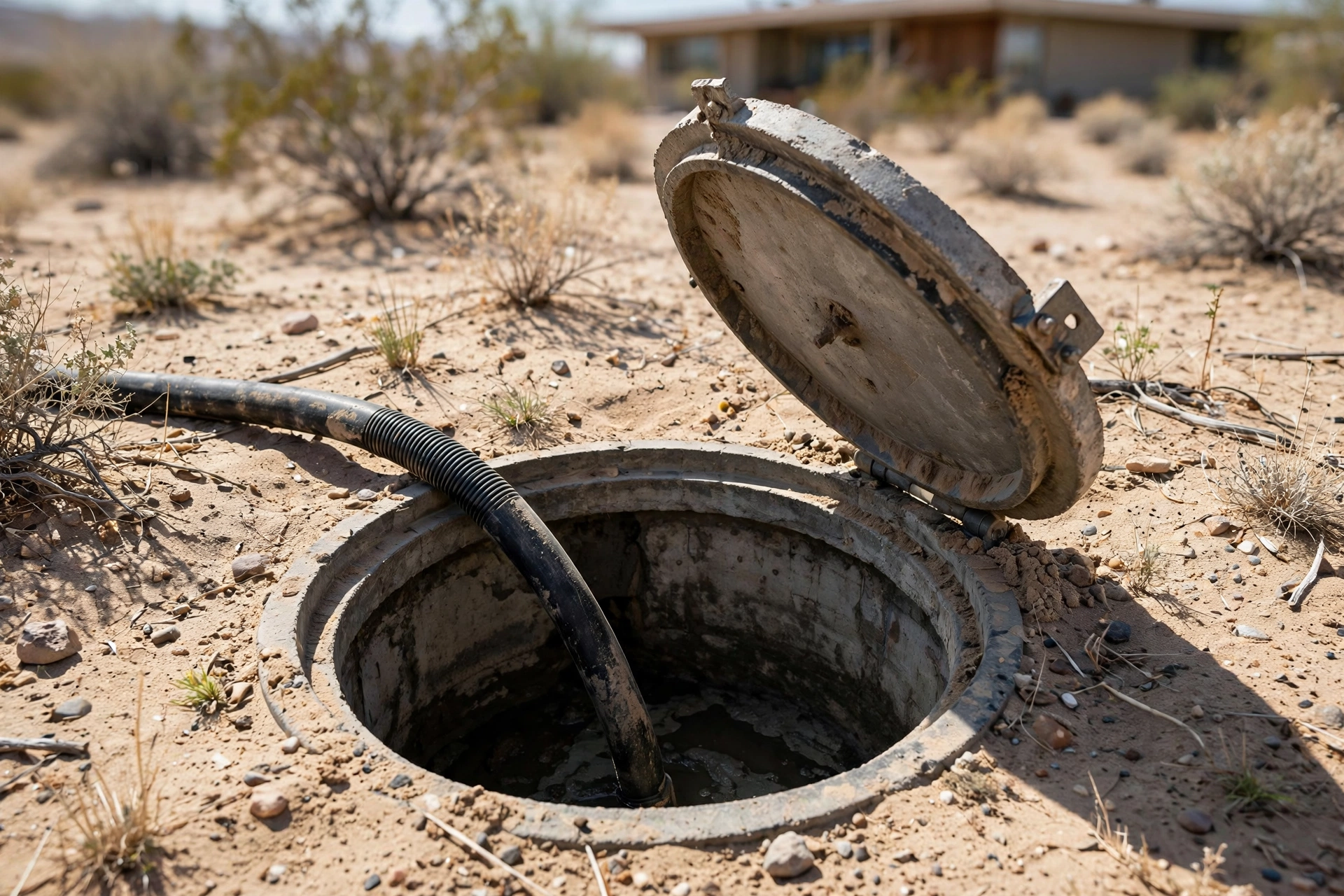 New septic tank being set during installation in Palm Springs, CA